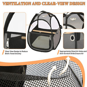 Mochila Transpirable para Pájaros con Percha para Loros, Animales Pequeños, Viajes en Interiores y Exteriores, Mochila Transportadora para Mascotas - Product Image 5