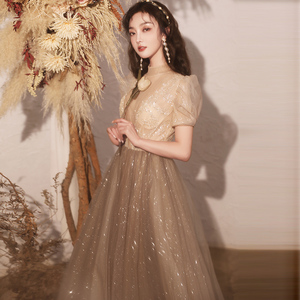 2020 eleganti <span class=keywords><strong>abiti</strong></span> da sera <span class=keywords><strong>con</strong></span> <span class=keywords><strong>scollo</strong></span> a barchetta in Tulle <span class=keywords><strong>con</strong></span> paillettes e mezza manica - Product Image 4