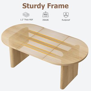 Table à manger ovale moderne en bois SENYU avec chaises tressées, style côtier, mobilier de maison pour 6 personnes - Product Image 3