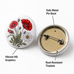 Badges en étain personnalisés en gros, épingles à revers rondes, design artistique original, logo personnalisé, cadeau promotionnel, fournisseur en gros - Product Image 2