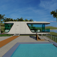 FULL KING B7 Maison mobile miniature en acier moderne de type capsule spatiale avec lit de luxe 100% étanche thermiquement
