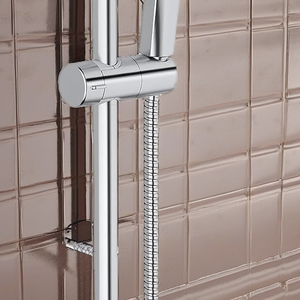 Juego de ducha de acero inoxidable cromado, ducha de mano de 3 modos con riel de ducha ajustable y control de flujo, accesorio de baño para el hogar - Product Image 2