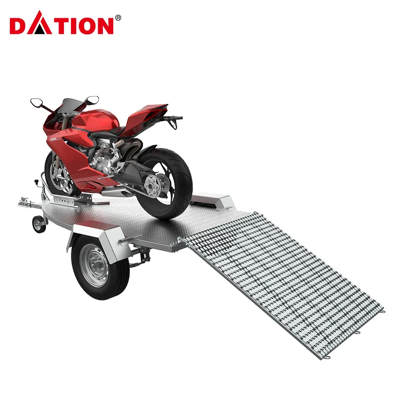 Aluminum Motorcycle Trailer Chassis Steel Plate Shock Absorber Trailer With Loading Ramp