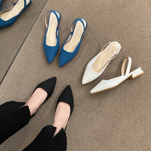 Été Femmes Nouveau Sexy Retro Solid Color Heels PU Leather Shoes Outdoor Banquet Party Pointed Shoes Fashion Sandals Plus Size 42 - Product Image 2