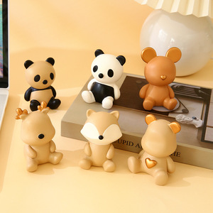 Cute Animal Figurines Set Pink Rabbit Mouse Deer Home Desk Decor Resin Craft Gift For Living Room Tabletop Decoration - Product Image 2