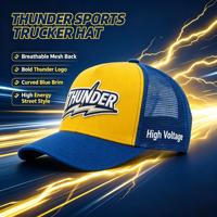 Casquette Snapback Sportive Streetwear Trucker Bicolore Jaune Bleu en Maille avec Broderie 3D Personnalisée Thunder