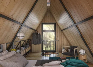 A-Frame Waterproof Steel Wood Container Prefab <strong>Wooden</strong> <strong>House</strong> for Apartment Villas or Hotels - Product Image 5