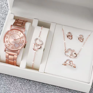 New <strong>women's</strong> <strong>watch</strong> <strong>set</strong>: Light luxury and versatile quartz <strong>watch</strong>, bracelet, ring, stud necklace, heart <strong>set</strong> <strong>watch</strong> - Product Image 3