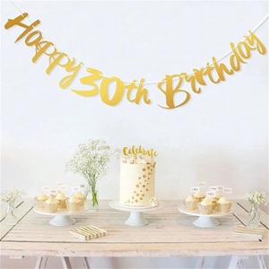 Wholesale Custom Happy Birthday <b>Banner</b> Glitter Single Letters Sign With Age for Kids Adults Party Wall Decorations - Product Image 5