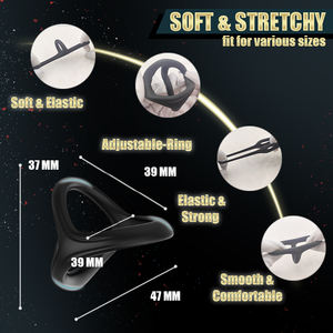 SEXBAY Shark Lock <span class=keywords><strong>Ring</strong></span> Tıbbi Silikon Siyah %100 Su Geçirmez Üçgen Penis Halkası Seti Masaj Geciktirici Halka Elastik Güvenli Erkek Seks Oyuncağı - Product Image 2