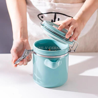Airtight Containers with Wooden Spoons Reusable Chalk Labels and Marker for Sugar Ceramic Kitchen Canisters Set