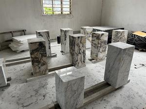 Support en <span class=keywords><strong>marbre</strong></span> de Carrare blanc moderne Présentoir en <span class=keywords><strong>cube</strong></span> Plinthe de table basse polie Plinthe Salle à manger Salon Salle de bain Pierre naturelle - Product Image 5