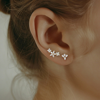 Bijoux de mode, argent sterling 925, plaqué or 18 carats, zircon, fleur, goutte d'eau, ovale, marquise, boucles d'oreilles pour femmes