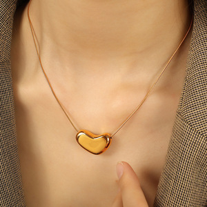 Heart Shape <b>Titanium</b> Steel Snake <b>Chain</b> Necklace 18k Gold Plated Stainless Steel Pendant For Women Gift Jewelry - Product Image 4