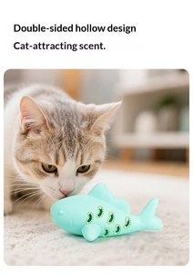 Jouet interactif classique en silicone en forme de poisson <span class=keywords><strong>pour</strong></span> chats, distributeur lent de friandises et jouet à mâcher <span class=keywords><strong>pour</strong></span> le nettoyage des dents et le soulagement de l'ennui des chats d'intérieur - Product Image 6