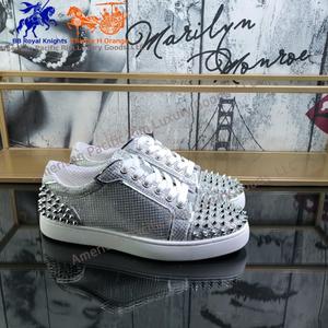 Baskets décontractées de luxe 2025 pour hommes et femmes, semelle rouge, crampons amortissants, embout composite, en cuir de marque - Product Image 4