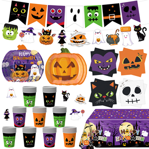 Vaisselle jetable écologique pour <span class=keywords><strong>Halloween</strong></span>, très demandée, gobelets et assiettes en papier pour fête d'horreur avec livraison rapide - Product Image 1