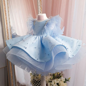Vestito <span class=keywords><strong>da</strong></span> bambina in lino e garza con tutù stampato, taglie piccole e medie, nuova collezione estiva 2026, per compleanno, stile principessa - Produzione di fabbrica - Product Image 1