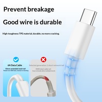 Kabel Data Pengisian Cepat USB-A ke C 6A dengan Bahan TPE untuk Ponsel, Kamera & Earphone