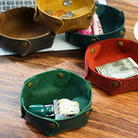 Boîte de rangement vintage pour petits objets, plateau de valet en cuir véritable marron foncé pour la décoration quotidienne de la maison, plateau d'économie