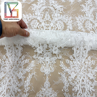 Tissu de dentelle guipure française de luxe, style européen, pour robe de mariée, tissu brodé avec des paillettes, pour femmes