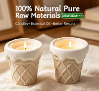 Vela Aromática de Cera de Soya en Frasco de Cerámica con Forma de Helado, con Tapa, Linda Decoración Aromática para el Hogar