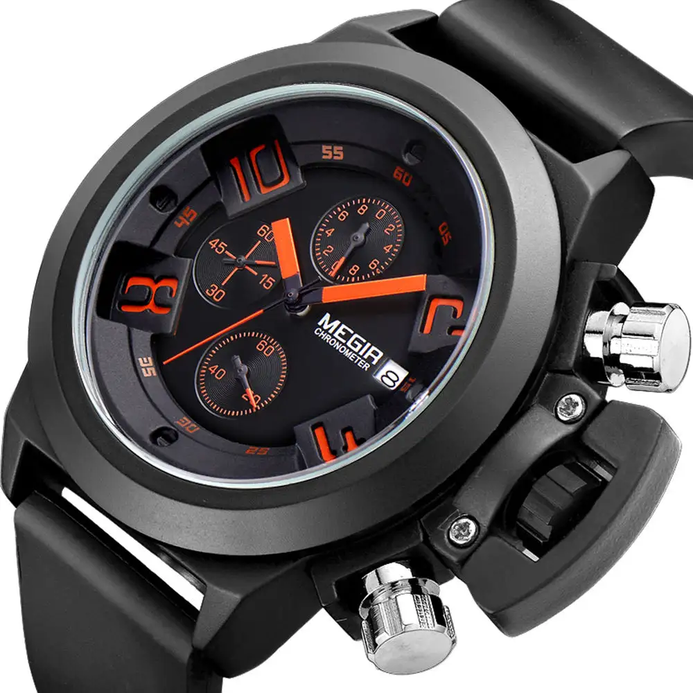 MEGIR Men's Multifunctional Sport Fashion Quartz Watch Chronograph Watch For Men