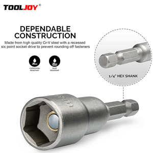 TOOLJOY Embout de serrage magnétique anti-tremblement compatible impact, en acier Chrome Cr-V, pour embout hexagonal 1/4 à changement rapide, pour clé à douille, DIY OEM - Product Image 1