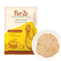 Nourriture humide pour animaux de compagnie Poulet & Citrouille 85g Sachets de nourriture humide pour chats Pâté à lécher en purée Friandises pour toutes les générations Vente en gros Nourriture pour chats en conserve