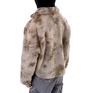 Finch Garment Ropa de calle personalizada Fleece Blank Pullover Poliéster Sudadera Baggy Lana gruesa Fuzzy Sherpa Chaqueta recortada de invierno - Product Image 2
