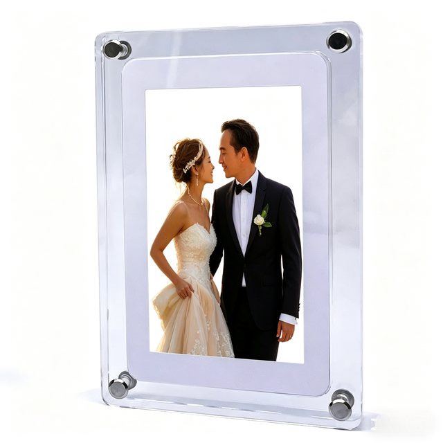 Clear Acrylic Magnetic Photo Frame Desktop Wall Mount 4x6 5x7 Inch Custom Size Home Office Decor