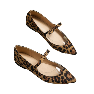 Ladies Casual Comfort Leopard Print Round Head Flat Shoes Shoelace Buckle PU Insole Anti-Slippery Breathable for Autumn Season - Product Image 1