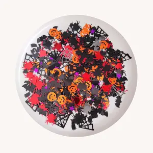 Halloween Mix Confetti Glitter khusus Halloween, labu, laba-laba, kelelawar, penyihir, laba-laba, jaring, bintang, paket 500g