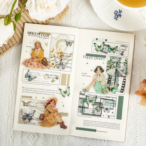 18 pièces/sac de <span class=keywords><strong>livre</strong></span> d'autocollants de coupe à double matériau en dentelle, série papillon dans sa main, 6 styles - Product Image 4