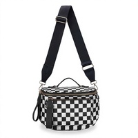 Nouveau sac à bandoulière pour femme, sac à main tendance et élégant, polyvalent, en tissu, grande capacité, en forme de coquille, à carreaux, imperméable, avec fermeture éclair