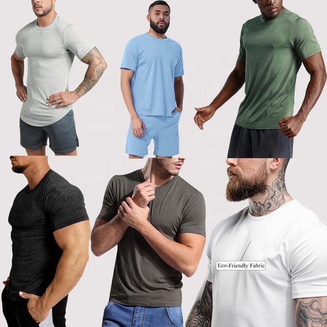 Moisture Wicking Men's Sportswear Eco Friendly Breathable Bamboo t Shirt Training Wear Quick Dry Short Sleeve Blank Gym T Shirt