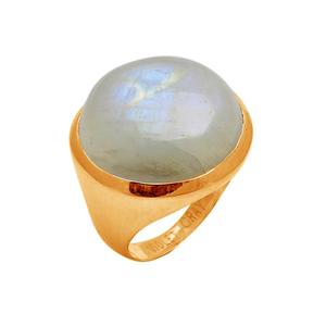 ของแข็ง925สเตอร์ลิงเงินสีรุ้งมูนสโตนแหวนเรียบสวยเครื่องประดับแหวนแฟชั่นทรงกลมผลิตได้ - Product Image 1