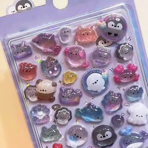 Custom Trendy 3D PVC Relief Puffy <b>Sticker</b> Children's Cartoon Crystal Gem <b>Waterproof</b> Promotional Gift 3D Relief <b>Stickers</b> - Product Image 2