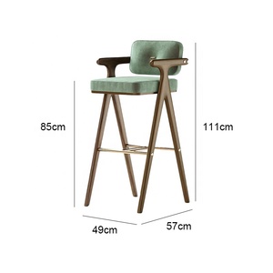 Luxury Modern Design Restaurant Furniture Customized <strong>Bar</strong> Chair <strong>Upholstered</strong> High <strong>Bar</strong> <strong>Stool</strong> with <strong>Back</strong> - Product Image 6