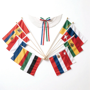 Вихревая оптовая продажа, Пользовательский логотип, ручной флаг, 100% полиэстер, шелк, печать вашего дизайна, реклама, ручной, с полюсом, мини-баннер, флаг - Product Image 3