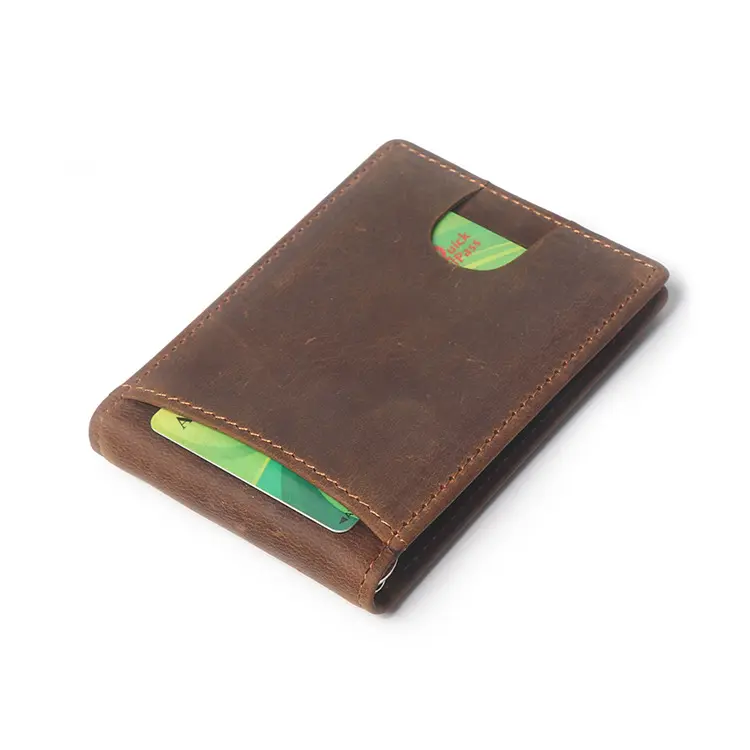 RFID Blocking Bifold Slim Genuine cowhide Leather Minimalist Front Pocket Wallets for Men Money Clip