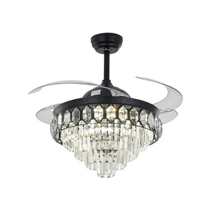 Ventilador <span class=keywords><strong>de</strong></span> araña sin aspas, lámpara <span class=keywords><strong>de</strong></span> <span class=keywords><strong>techo</strong></span> LED <span class=keywords><strong>de</strong></span> lujo moderna con Control remoto, color negro - Product Image 4