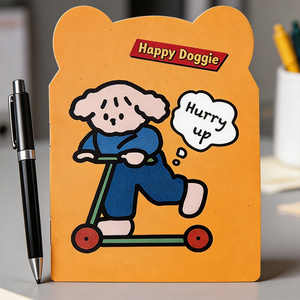 Happy Doggie Cartoon <b>Memo</b> <b>Pad</b> Orange Bear Shape Non-Adhesive Colorful Design for Desk Use - Product Image 6