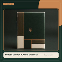 Cartes à Jouer Géométriques Personnalisées en Papier Vert Forêt Cuivré, Écologiques, Durables, Finition Lisse, Idéales pour la Famille et les Jeux d'Association