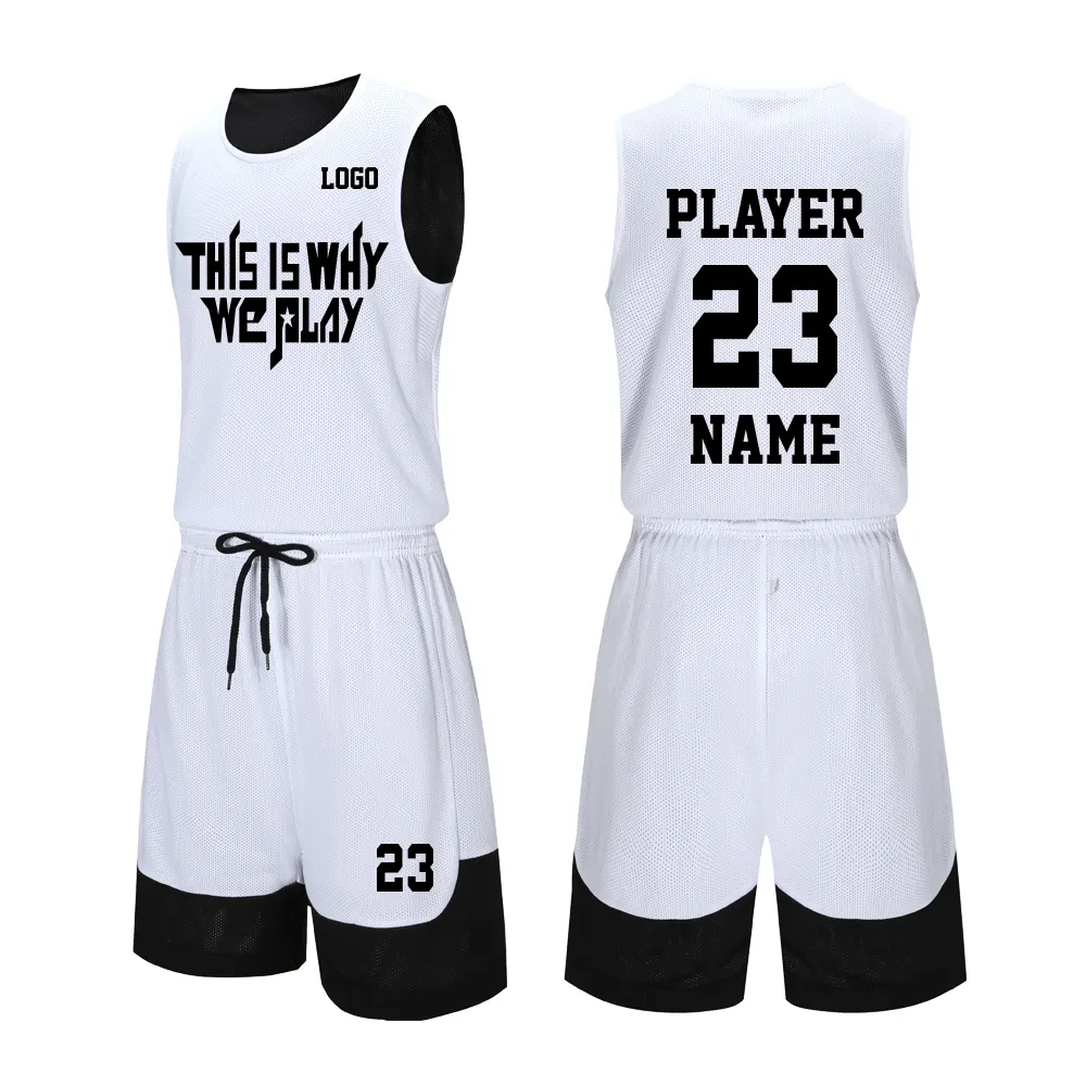 summer personalized male reversible basketball uniform set basketball jersey men