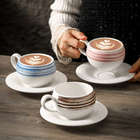 Tasse à café en céramique pour latte art, cappuccino, barista, avec soucoupe, 300 ml, noir et blanc, forme d'œuf, mug à café, ensemble de tasses à thé de l'après-midi