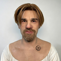 Masques de tête en silicone réalistes faits à la main avec cheveux et barbe, design personnalisé en usine, pour cosplay et fête d'Halloween