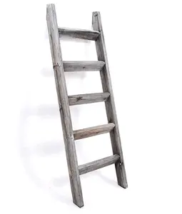 Factory Offer Wooden 5 Ft Holder Rack Shelf Towel Blanket Ladder