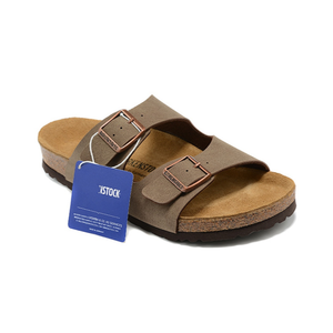 Sandales <span class=keywords><strong>Birkenstock</strong></span> <span class=keywords><strong>Arizona</strong></span> en liège Birko-Flor gris à double boucle, mules confortables pour hommes et femmes, chaussures de plage d'été - Product Image 1
