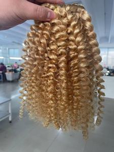 Nuova Clip brasiliana in extension per capelli ricci crespi vergine umana Remy Blonde 27 # Clip in extension per capelli 120 g/set - Product Image 6
